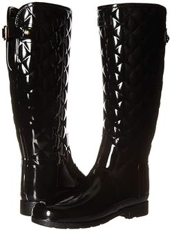 Refined Gloss Quilt Tall Rain Boots (Black) Women's Rain Boots