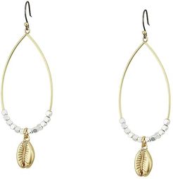 Shell Charm Hoop Drop Earrings (Two-Tone) Earring