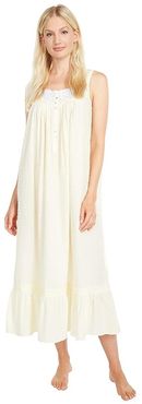 100% Cotton Sleeveless Ballet Nightgown (Light Yellow) Women's Pajama
