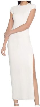 Short Sleeve Slit Maxi Dress (Blanched Almond) Women's Dress