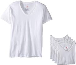Platinum Comfortfit V-Neck 4-Pack (White) Men's Clothing