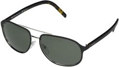 PR 53XS (Matte Black On Silver/Polarized Green) Fashion Sunglasses