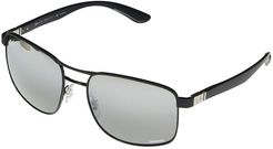 RB3660CH Square Metal Sunglasses 58 mm - Polarized (Matte Black/Shiny Black) Fashion Sunglasses