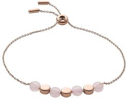 Ellen Rose-Tone Stainless Steel Rose Quartz Bracelet (Rose Gold) Bracelet