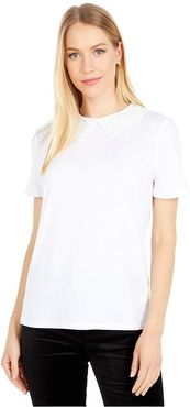 Lace Collar Tee (Fresh White) Women's Clothing