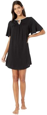 Evergreen Modal Jersey Short Sleeve Sleepshirt (Black) Women's Clothing