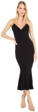 Racer Fishtail Dress To Midcalf (Black/Nude Mesh) Women's Clothing