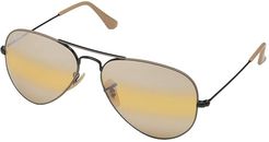 RB3025 Original Aviator 55mm (Black/Top Matte Beige/Yellow Bi-Mirror Grey) Metal Frame Fashion Sunglasses