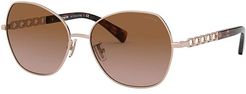 HC7112 56 mm Cat Eye Metal Sunglasses (Shiny Rose Gold) Fashion Sunglasses