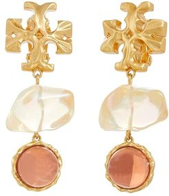 Roxanne Double-Drop Earrings (Rolled Brass/White Opal/Pale Papaya) Earring