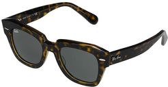 49 mm RB2186 State Street Square Sunglasses (Havana On Trasparent Lig/Dark Grey) Fashion Sunglasses