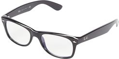 52 mm 0RB2132 New Wayfarer Blue Light Clear (Shiny Black Frame/Clear Blue Lens) Fashion Sunglasses