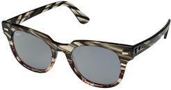 RB2168 50 mm. (Gray Gradient Brown Striped/Blue Mirror/Gold/Anti-Reflection Blu) Fashion Sunglasses