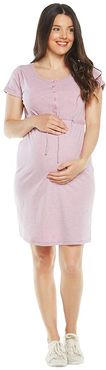 Maternity Nursing Dress (Pink Stripes) Women's Clothing