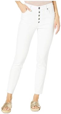 Connie High-Rise Ankle Skinny Exposed Button Raw Hem in Optic White (Optic White) Women's Jeans