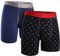 Swing Shift Boxer Briefs 2-Pack (Navy/Free4All) Men's Underwear