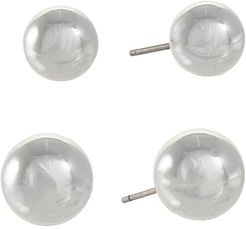 Metal Ball Trio Earrings (Silver) Earring