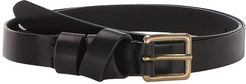 Leather Crisscross Skinny Belt (True Black) Women's Belts