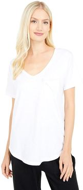 Organic Cotton Slub Jersey Pocket Tee (White) Women's Clothing