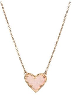 Ari Heart Short Pendant Necklace (Rose Gold/Pink Drusy) Necklace