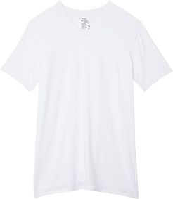 Cotton Stretch V-Neck Tee 3-Pack (White) Men's Clothing