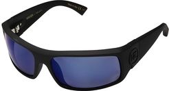 Kickstand (Black Satin Wild Blue Chrome Polarized Plus) Fashion Sunglasses