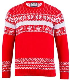 The Nordic Mens Christmas Jumper Felpa, Rosso (Red), Large Uomo