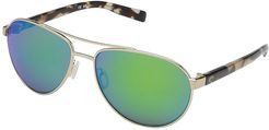 Fernandina (Brushed Gold Frame/Green Mirror Lens 580P) Fashion Sunglasses