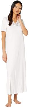 Moments Short Sleeve Long Gown (White) Women's Clothing