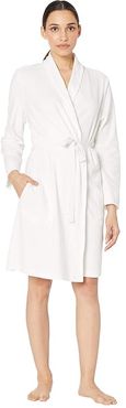 Organic Cotton French Terry Robe with Attached Belt (White) Women's Pajama