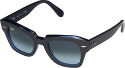 49 mm RB2186 State Street Square Sunglasses (Grey on Transparent Blue/Blue Gradient Grey) Fashion Sunglasses