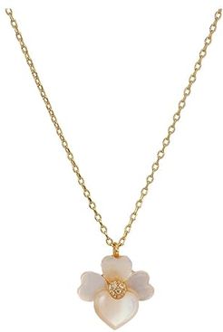 Precious Pansy Mini Pendant Necklace (Cream Multi/Gold) Necklace