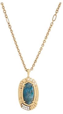 Anna Long Pendant Necklace (Vintage Gold Teal Apatite) Necklace