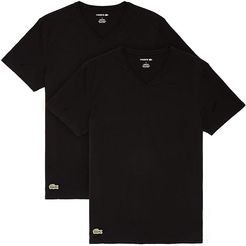 2-Pack V-Neck Casual T-Shirt (Black) Men's Clothing