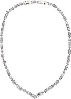 Tennis Deluxe Mixed V Necklace (Silver) Necklace