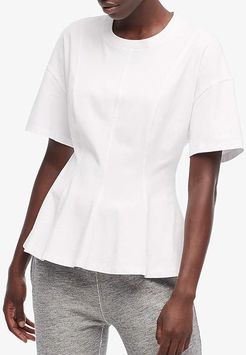 Short Sleeve Flounce Crew T-Shirt (White) Women's Clothing