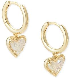 Ari Heart Huggie Earrings (Gold Iridescent Drusy) Earring