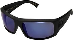 Clutch (Black Satin Wild Blue Chrome Polarized Plus) Fashion Sunglasses