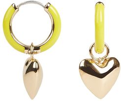 Puffy Heart Enamel Huggie Hoop Earrings (Gold/Yellow) Earring