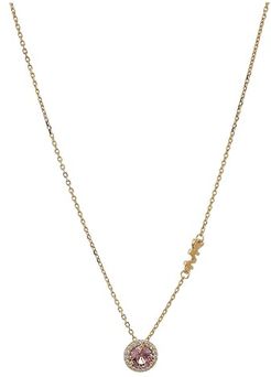 Sterling Silver Pave Halo Necklace (14K Rose Gold Plating) Necklace