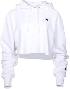 Reverse Weave(r) Cropped Cut Off Pullover Hoodie (White) Women's Clothing