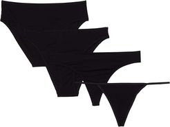 The Organic Cotton Underwear Kit - High Leg Brief - Thong - Hipster - G-String (Black) Women's Underwear