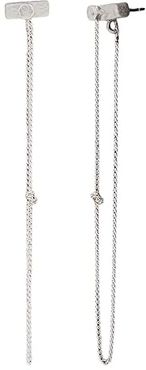 Front Back Knot Chain Linear Earrings (Warm Silver) Earring