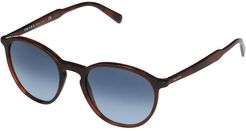 PR 05XS (Striped Brown/Azure Gradient Blue) Fashion Sunglasses