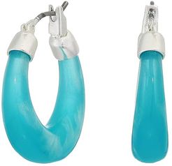 Blue Acetate Hoop Earrings (Silver) Earring