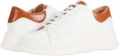 Leather Lace-Up Sneaker (White/Camel) Men's Shoes