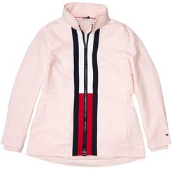 Windbreaker Jacket with Magnetic Zipper (Blushing Bride/Masters Navy/Tango Red) Women's Clothing