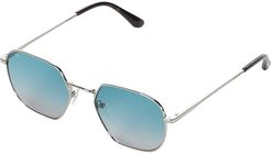 Sawyer (Shiny Silver/Catalina Blue Gradient) Fashion Sunglasses