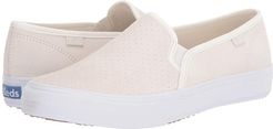 Double Decker Perf Suede (White) Women's Slip on  Shoes