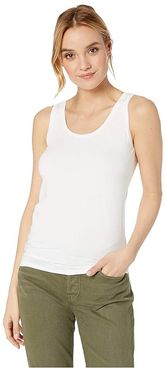 Soft Touch Flat-Edge Scoop Neck Tank Top (Blanc) Women's Sleeveless